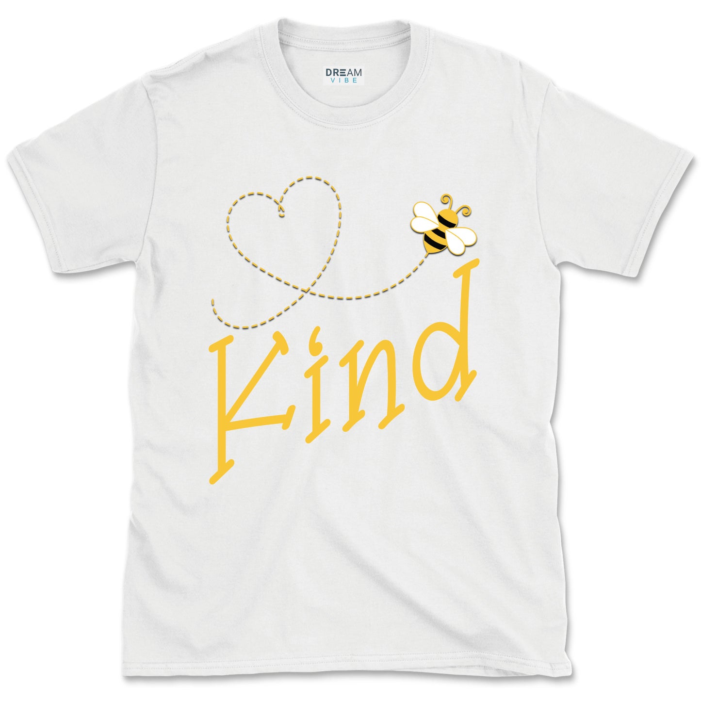 Be Kind Motivational T-Shirt Design With Cute Bee And Heart