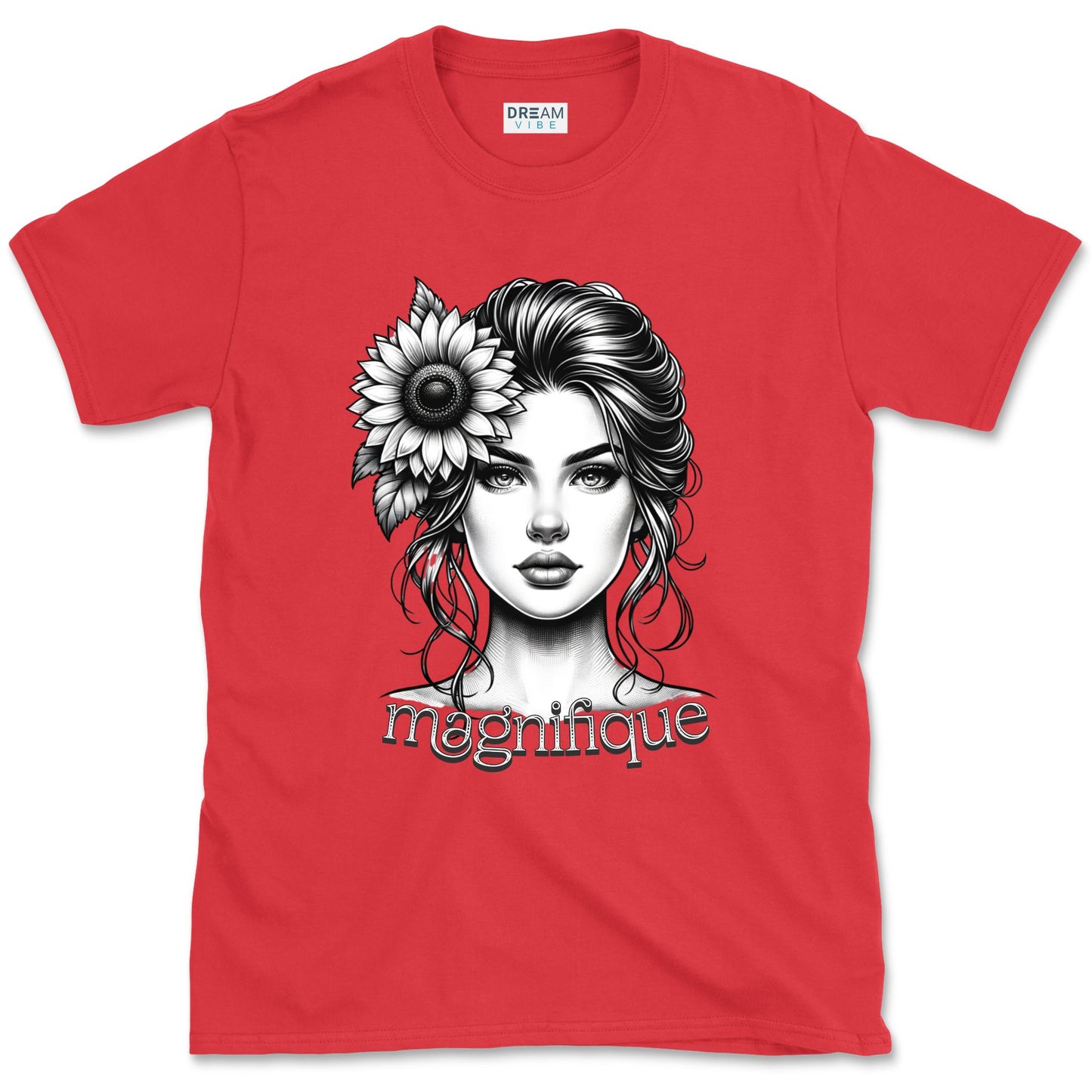 Magnifique Woman Face With Sunflower T-Shirt