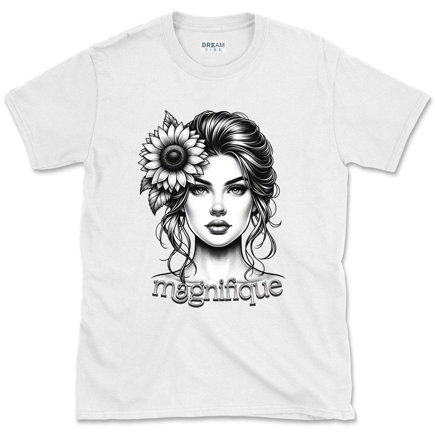 Magnifique Woman Face With Sunflower T-Shirt