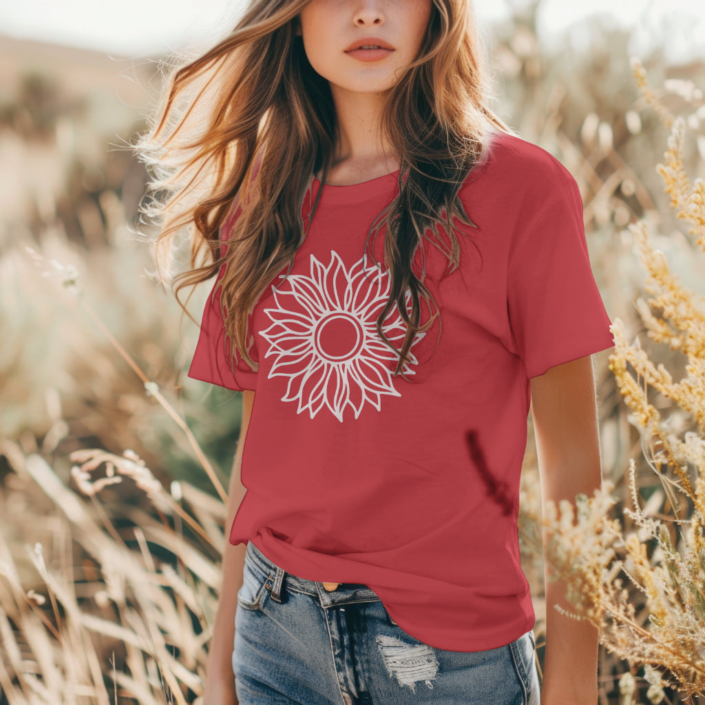 Positive Vibe Line Art Sunflower T-Shirt