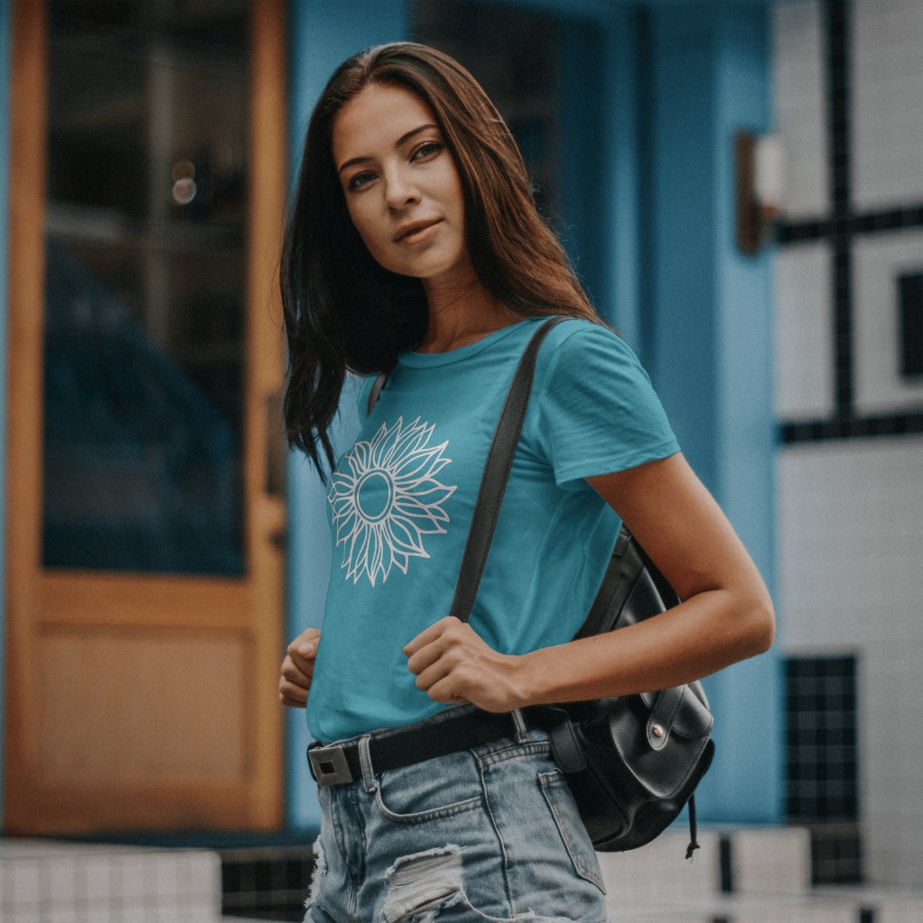 Positive Vibe Line Art Sunflower T-Shirt