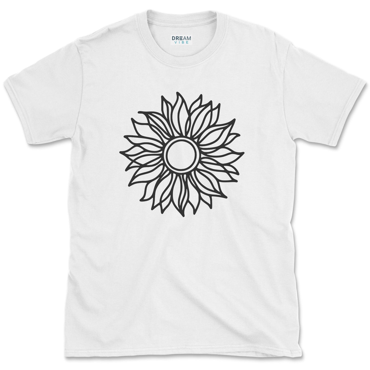 Positive Vibe Line Art Sunflower T-Shirt