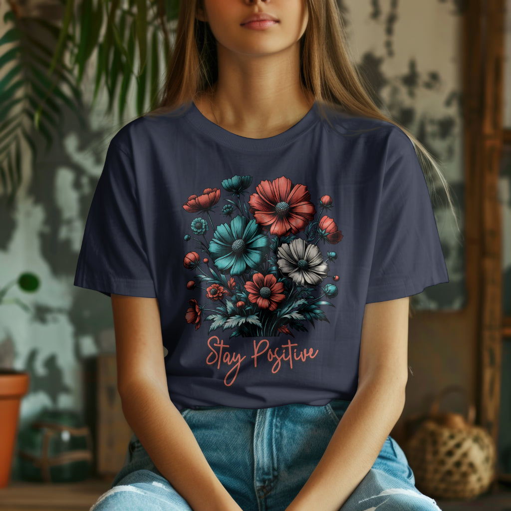 Stay Positive Floral Bouquet T-Shirt