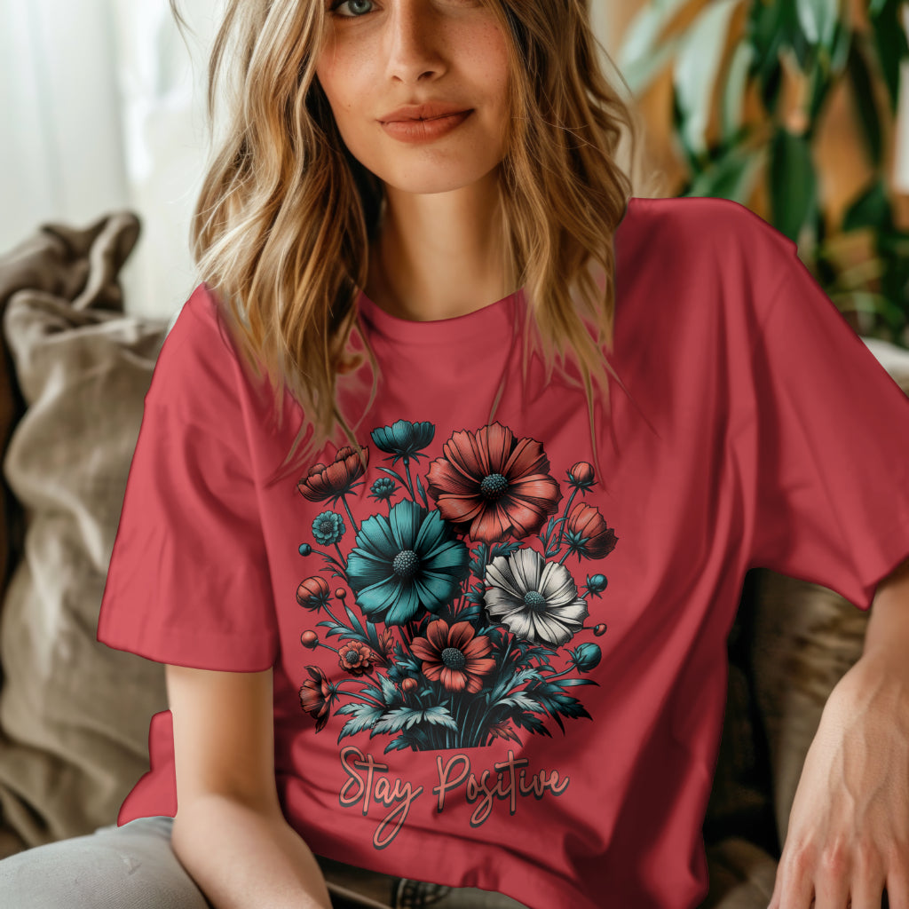 Stay Positive Floral Bouquet T-Shirt