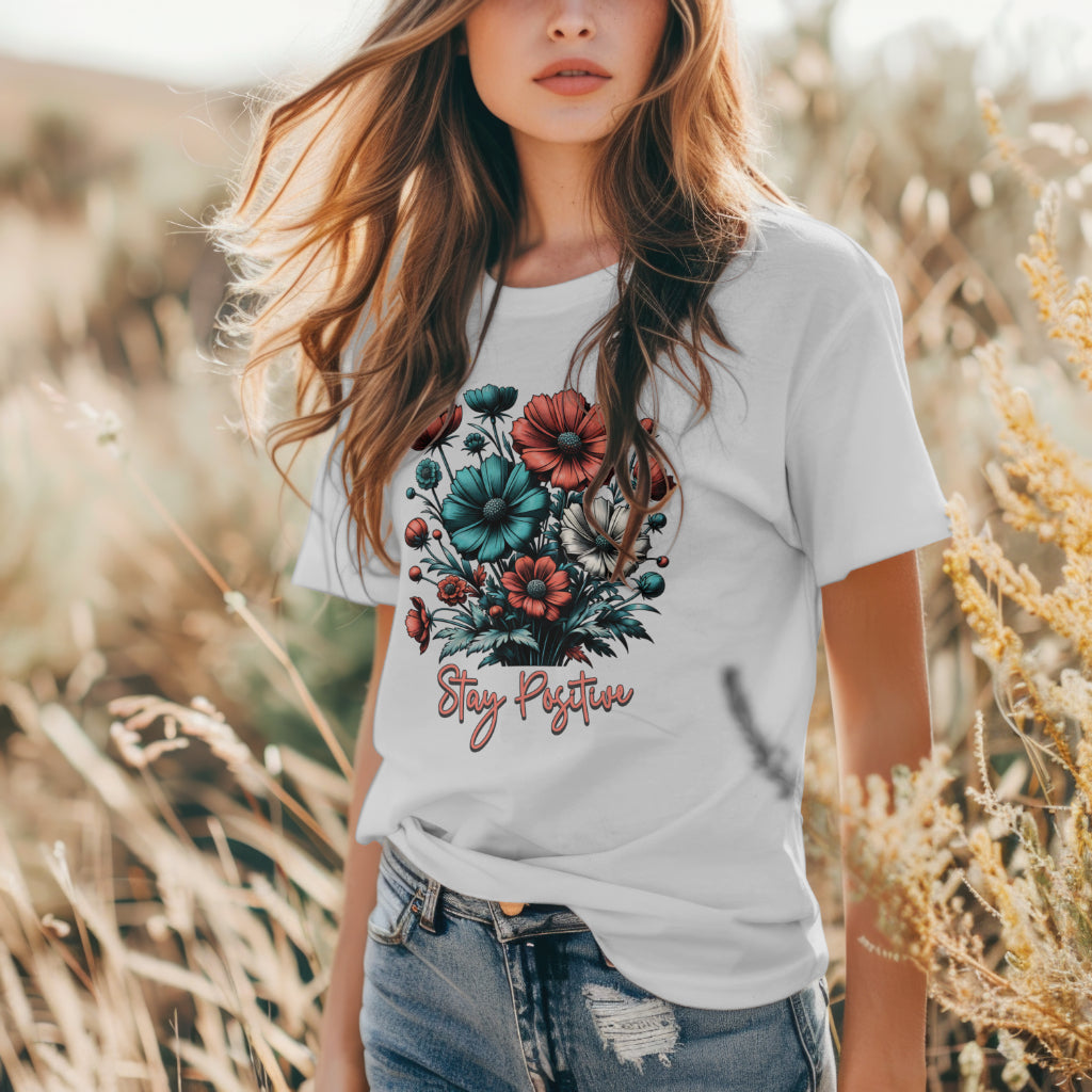 Stay Positive Floral Bouquet T-Shirt