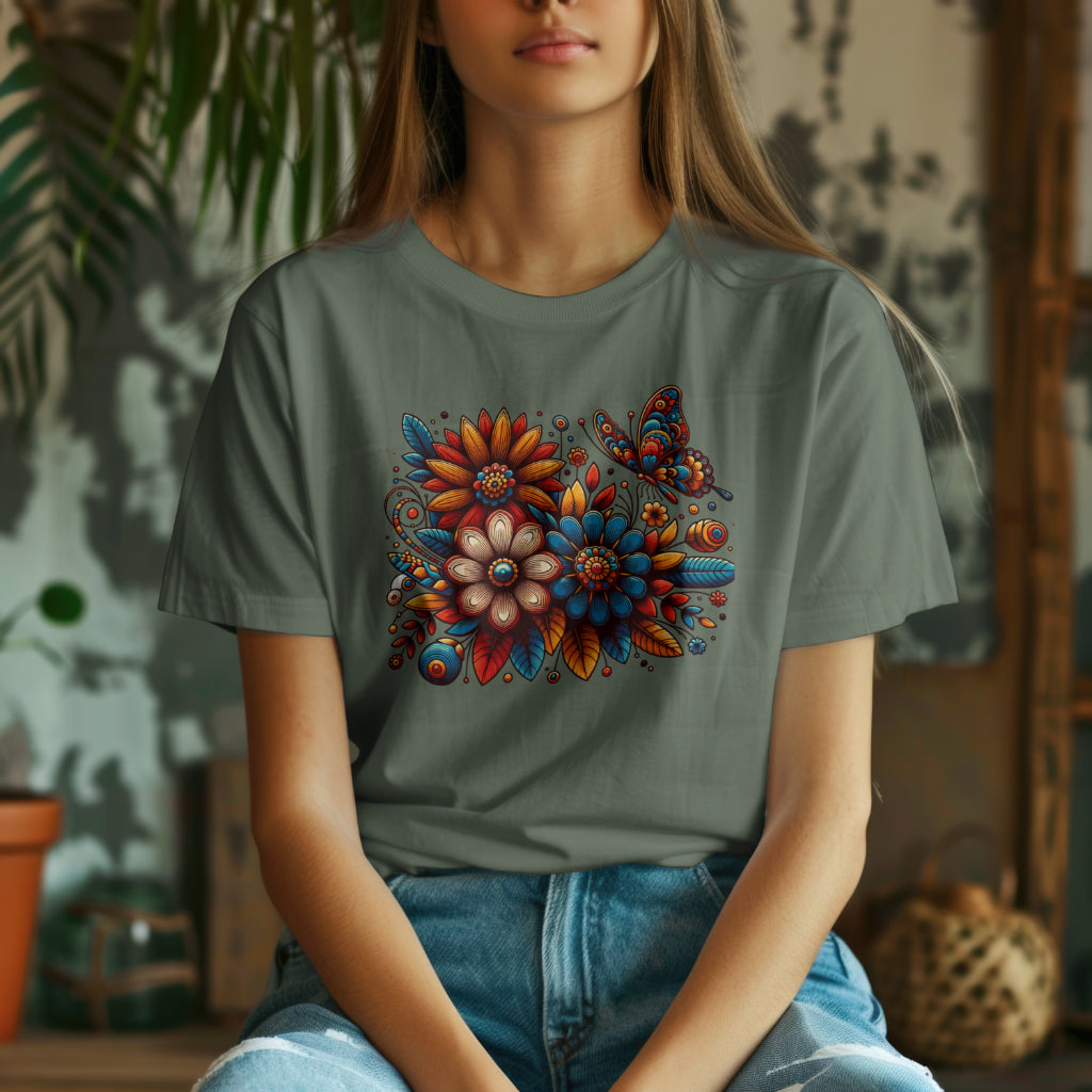 Retro Folk Floral Bouquet T-Shirt