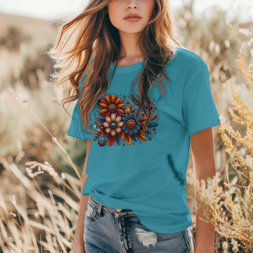 Retro Folk Floral Bouquet T-Shirt
