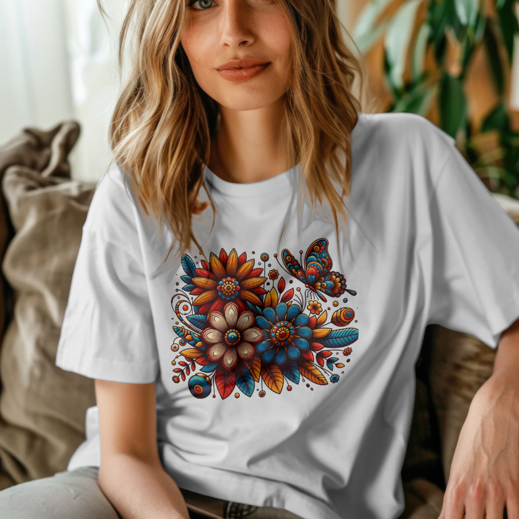 Retro Folk Floral Bouquet T-Shirt