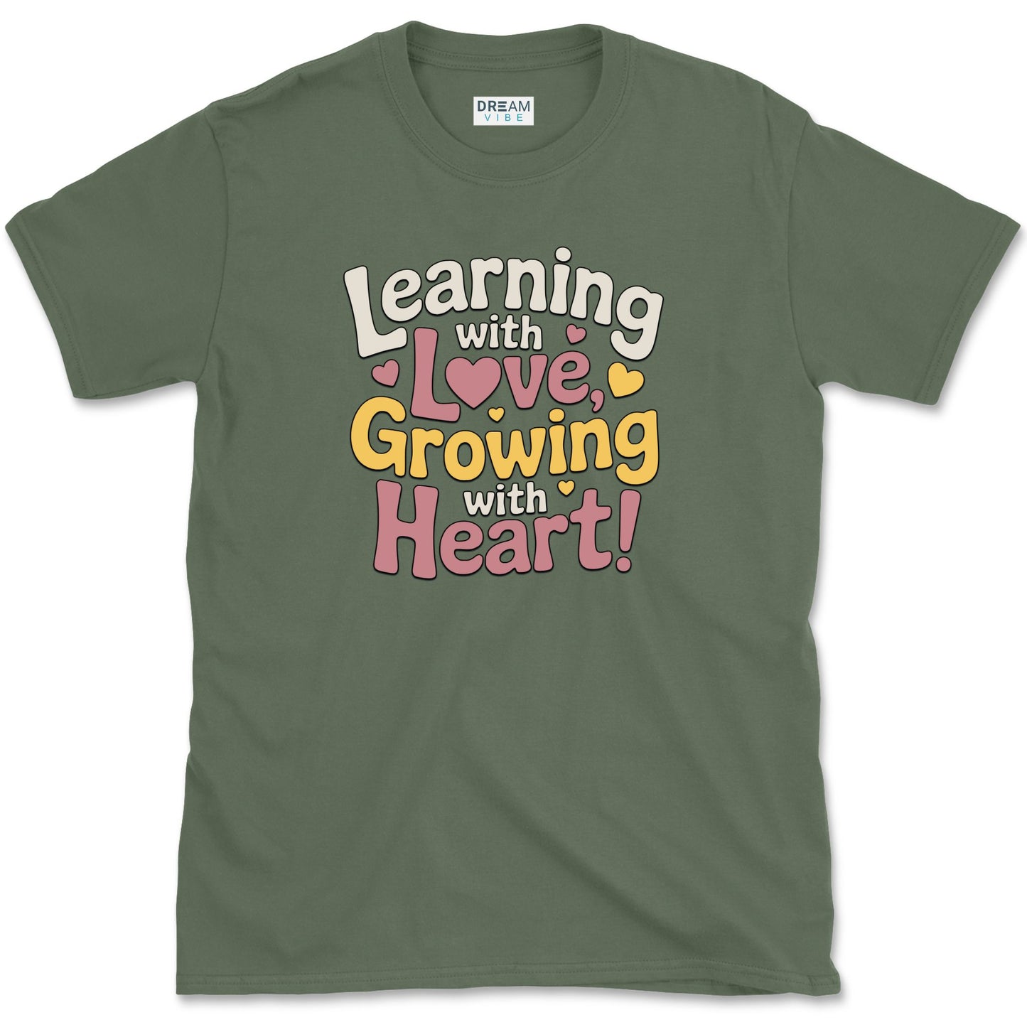 Learning With Love Growing With Heart Teacher T-Shirt
