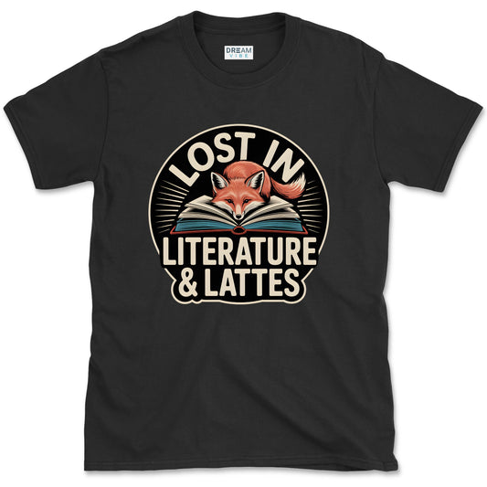 Lost in Literature And Lattes Book Lover T-Shirt