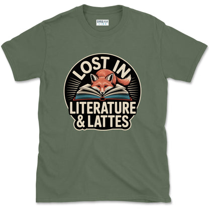 Lost in Literature And Lattes Book Lover T-Shirt