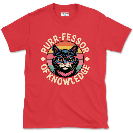 Purr-Fessor Of Knowledge Teacher T-Shirt For Cat Lovers