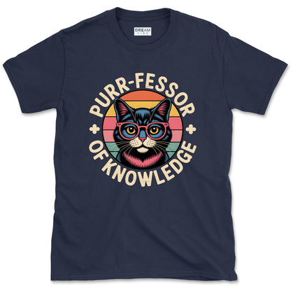 Purr-Fessor Of Knowledge Teacher T-Shirt For Cat Lovers