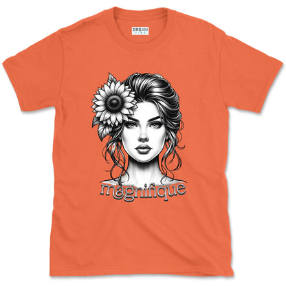 Magnifique Woman Face With Sunflower T-Shirt
