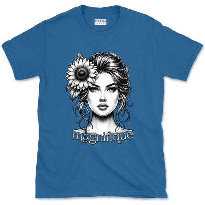 Magnifique Woman Face With Sunflower T-Shirt
