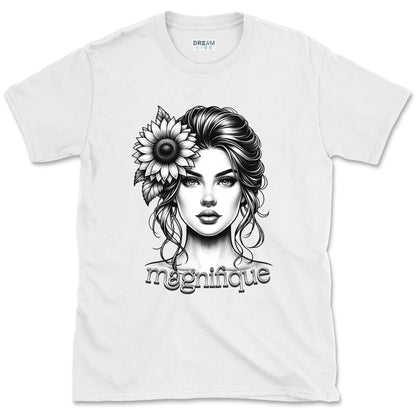 Magnifique Woman Face With Sunflower T-Shirt