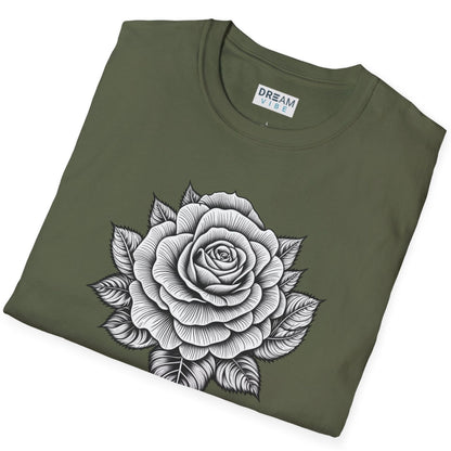 Vintage Drawing Floral Rose Inspirational T-Shirt