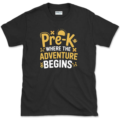 Pre-K Where The Adventure Begins Teacher T-Shirt