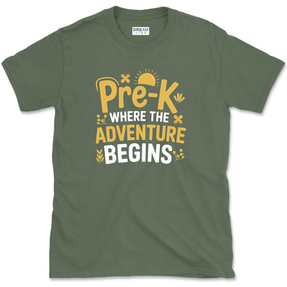 Pre-K Where The Adventure Begins Teacher T-Shirt