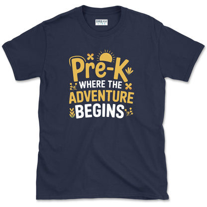Pre-K Where The Adventure Begins Teacher T-Shirt