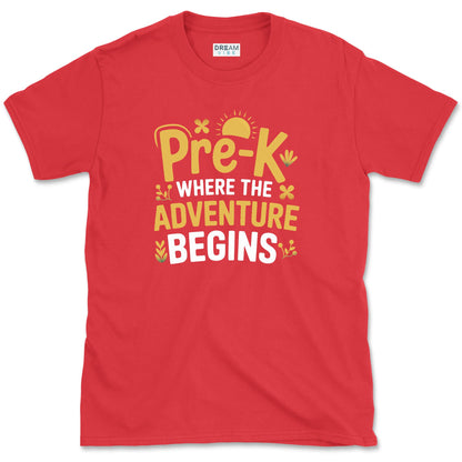 Pre-K Where The Adventure Begins Teacher T-Shirt