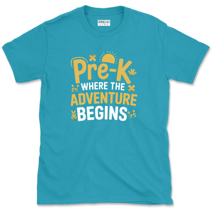 Pre-K Where The Adventure Begins Teacher T-Shirt