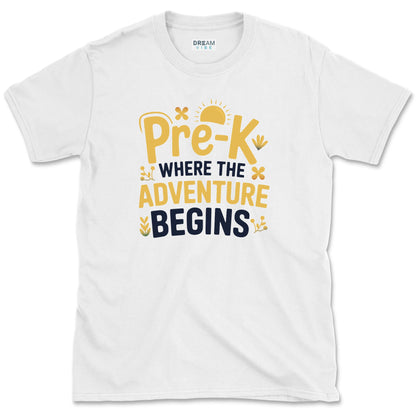 Pre-K Where The Adventure Begins Teacher T-Shirt